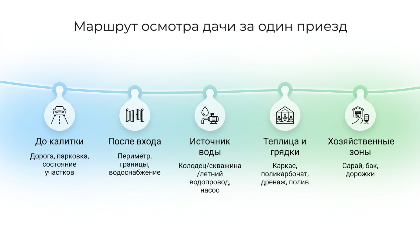 Маршрут осмотра дачи за один риезд